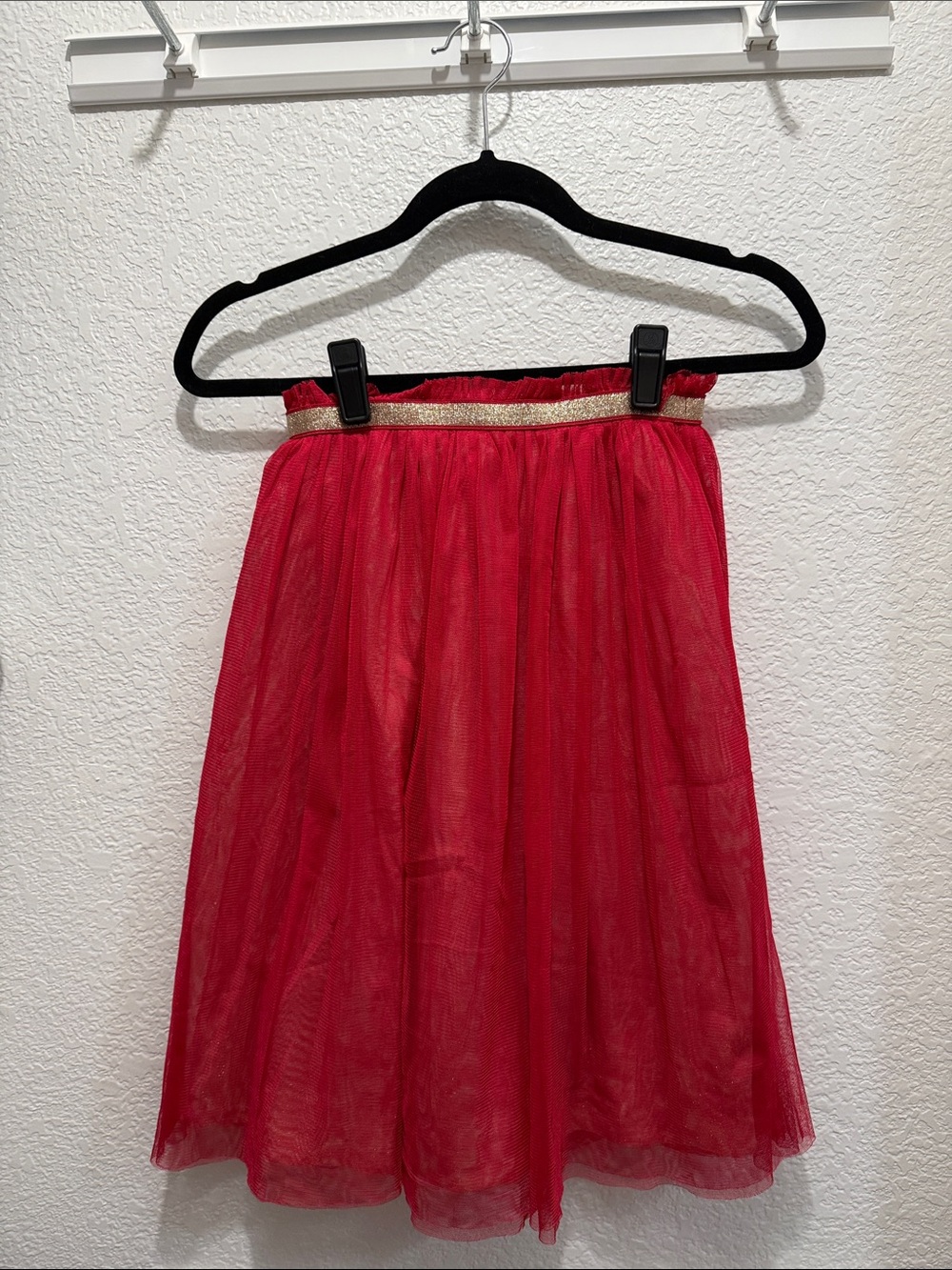 Hanna Andersson Red Tulle Skirt with Gold Waistband